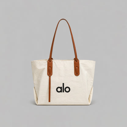 Alo Yoga Inspired Tote Bag for Women | Woven Fabric Shoulder Bag